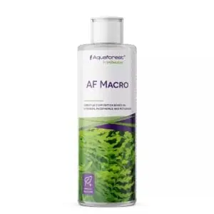 Bottle of Aquaforest AF Macro fertilizer with plant image.