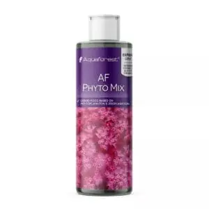 Bottle of Aquaforest AF Phyto Mix liquid food with purple label.