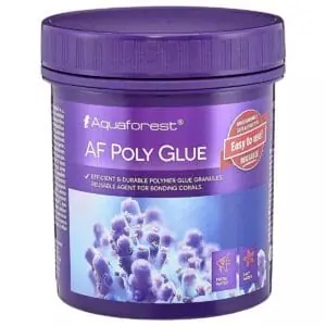 Aquaforest AF Poly Glue jar with purple label for bonding corals.