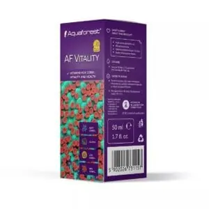 AF Vitality coral supplement packaging with purple and coral design.