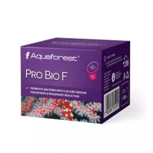 Aquaforest Pro Bio F supplement packaging for nitrate and phosphate reduction.