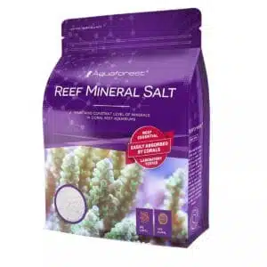 Packaging of Aquaforest Reef Mineral Salt for coral reef aquariums.